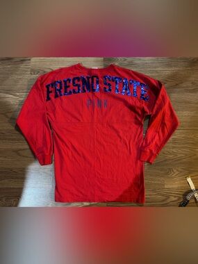 PINK Victoria's Secret Red Fresno State Long Sleeve Shirt with Sequin Letter